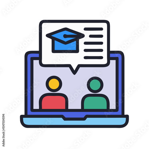Online learning and virtual education vector concept with graduation cap