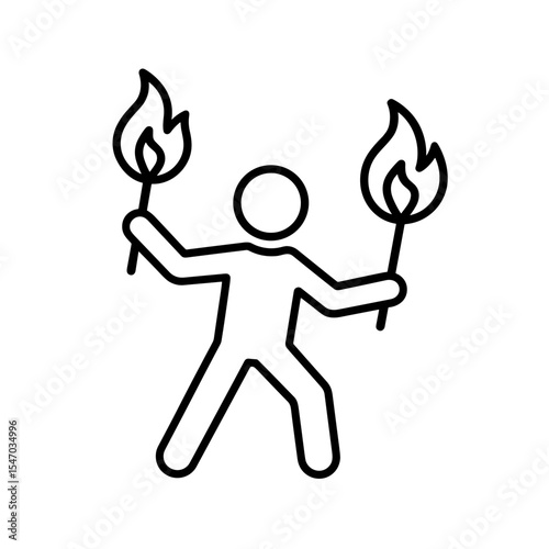 Fire juggler icon in outline style – representing extreme festival performance