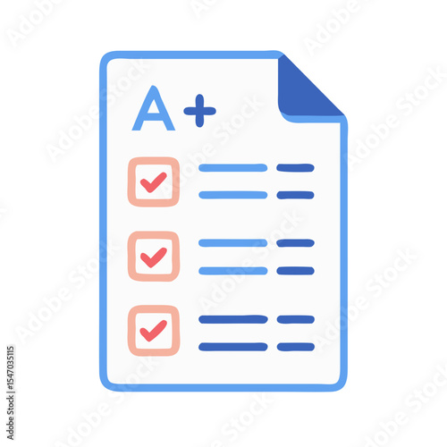 Illustration of a perfect grade on an exam paper