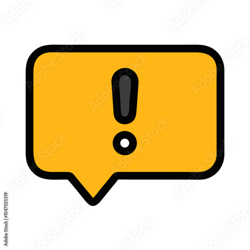 Yellow speech bubble with exclamation point on black background