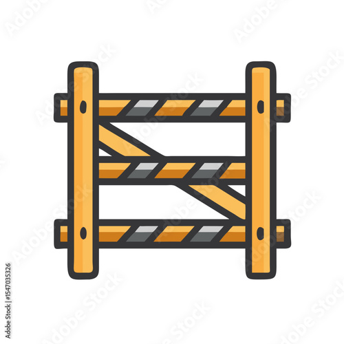 Warning barrier stock illustration with hazard stripes on black