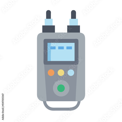 Cartoon illustration of grey device with blue screen display