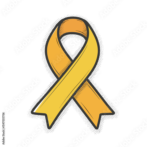 Isolated Vector Illustration of Awareness Ribbon for Supporting Childhood Cancer and Raising Funds for Research, Advocacy and Community Support Programs