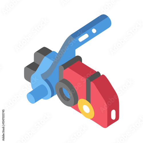 Isometric view of automotive brake caliper assembly with components