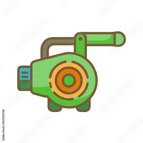 Green leaf blower illustration on a black background illustration