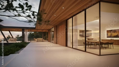 Modern luxury home exterior and interior showcasing architectural design and lighting