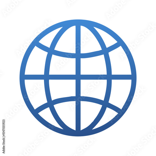 Minimalist blue globe icon on a black background