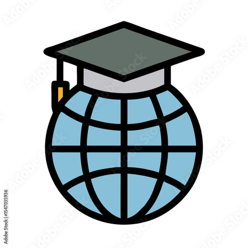 Global education icon representing worldwide learning and graduation