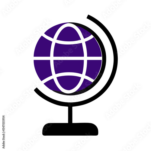 Simple globe icon on a black background illustration