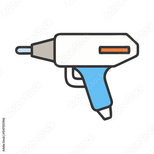 Cartoon illustration of a soldering gun on black background