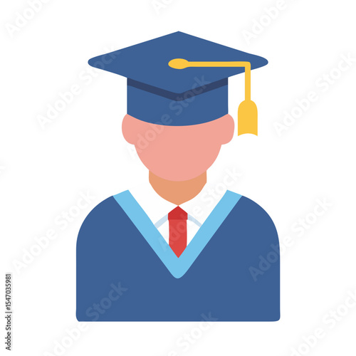 Flat design icon of graduation person with square academic cap