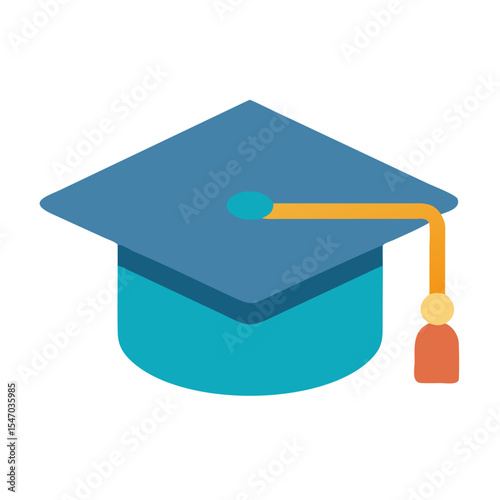 Blue and teal graduation cap with tassel illustration