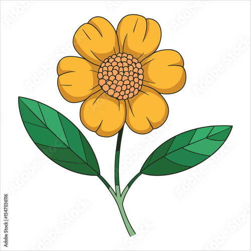 Cheerful buttercup flower vector illustration isolated on white. Bright yellow bloom perfect for spring garden themes and meadow landscape designs.