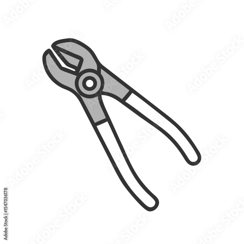 Simple grey pincers with dark outline on black backdrop