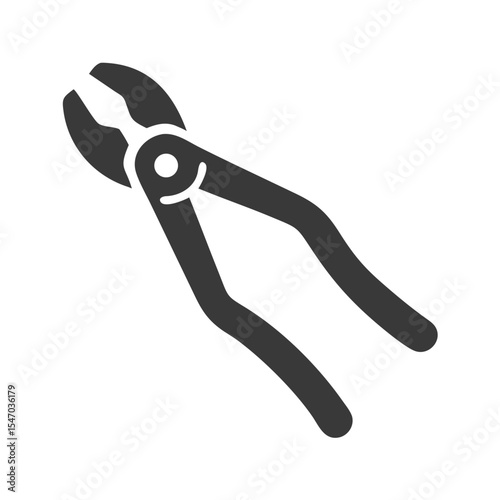 Gray cutting pliers tool icon on a black background