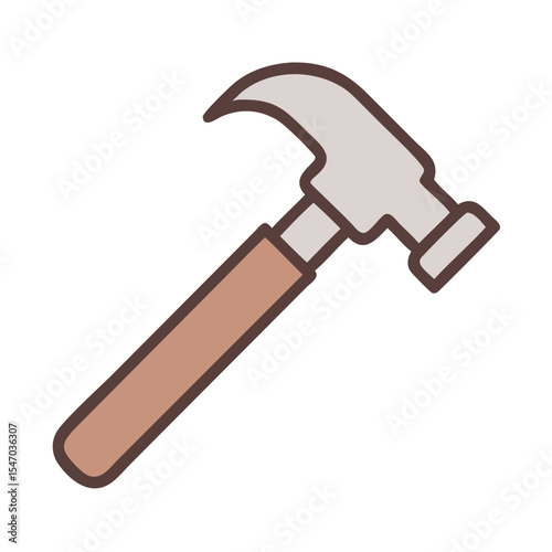 Stylized hammer illustration with handle and metal head