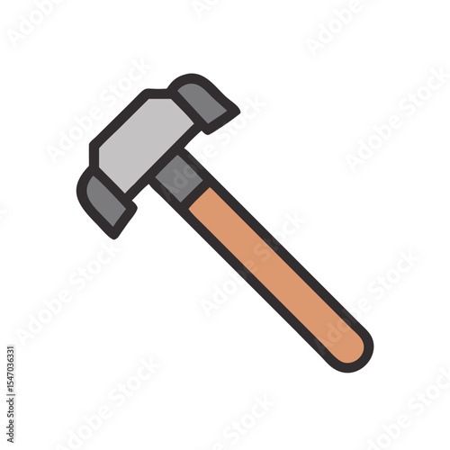 Single graphic hammer isolated on black background tool concept
