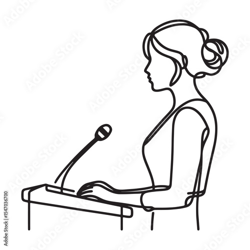 Confident woman giving a speech presentation at the podium