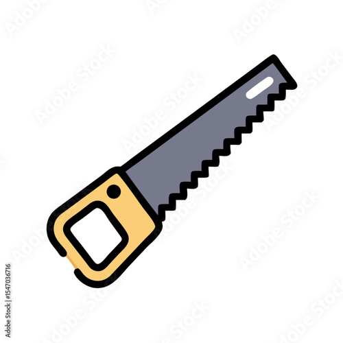 Isolated hand saw illustration on black background studio shot