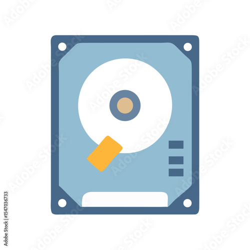 Stylized hard drive disk illustration on a black backdrop