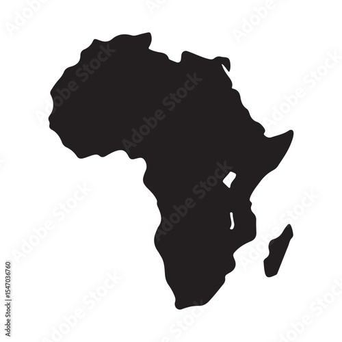 Africa continent map silhouette vector illustration black design