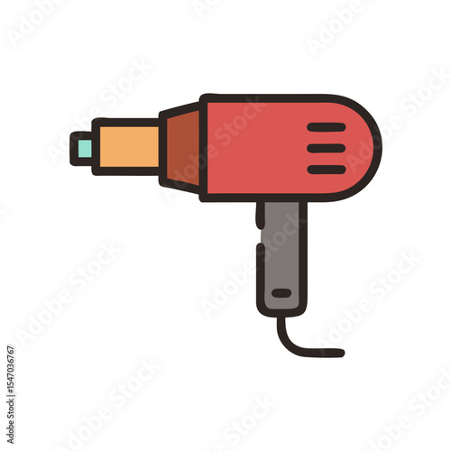 Vivid heat gun illustration on a stark black backdrop