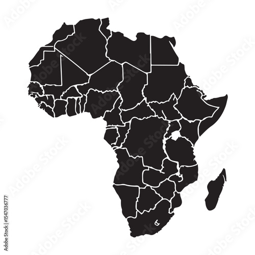 Detailed Silhouette Map of Africa Exploring Geography and Boundaries