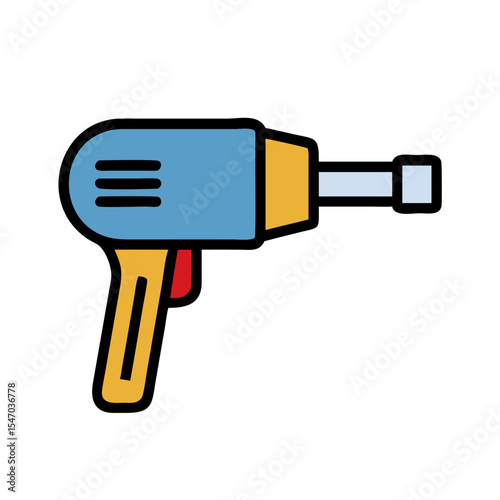 Stylized drill illustration against black background for construction projects