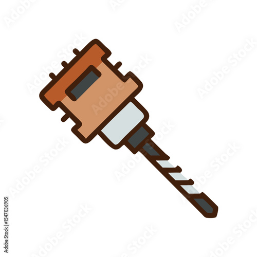 Illustration of a jackhammer drill tool against black background