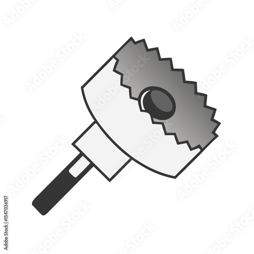 Gray hole saw illustration on black background, flat design