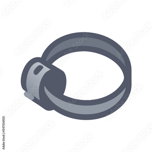 Minimalist gray ring graphic isolated on solid black background