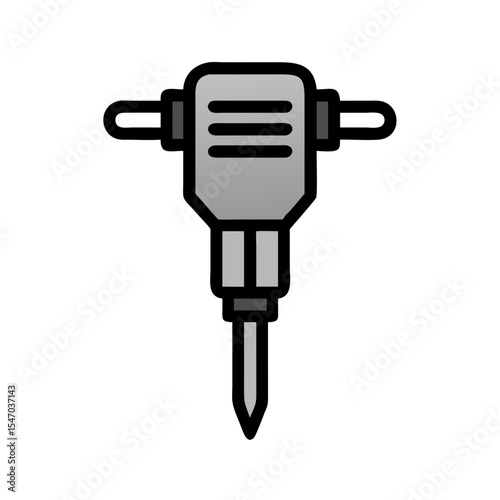 Gray jackhammer tool icon illustration on a black background