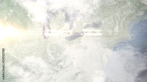 Earth zoom in from space and focus on Parma, Ohio, USA. Background for travel intro or blog. Satellite view. 3D style Animation. Images from NASA.