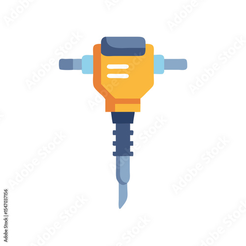 Isolated pneumatic demolition hammer or jackhammer on black background