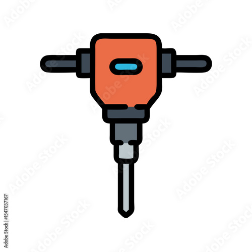 Jackhammer flat vector icon construction equipment isolated on black