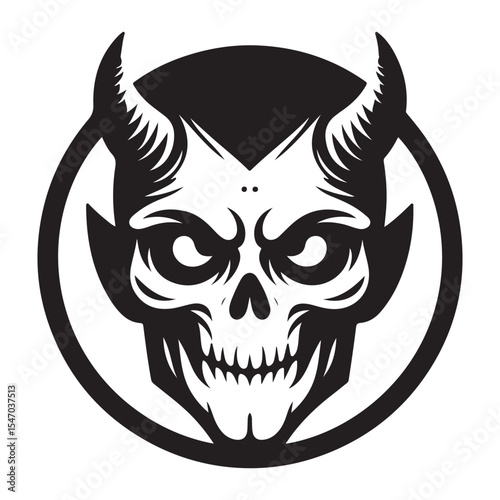 Evil Devil Silhouette Illustration Scary Demon Face Design