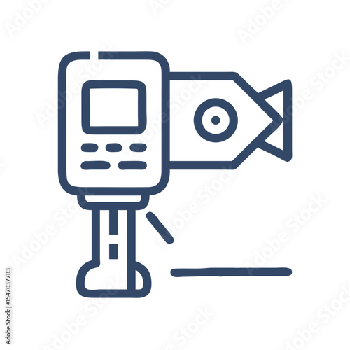 Abstract drill icon on black background in line style