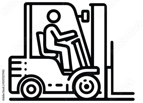 Forklift Silhouette Icon Transporting Goods and Materials Illustration