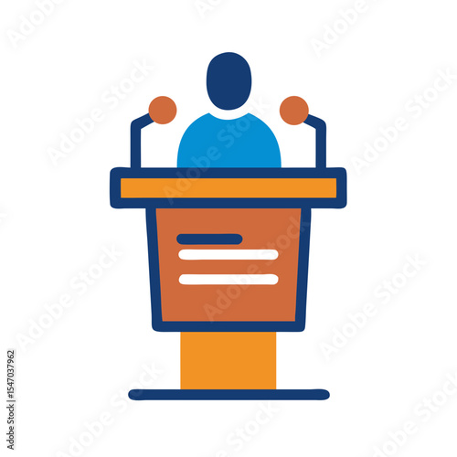 Person at podium icon in flat design style illustration