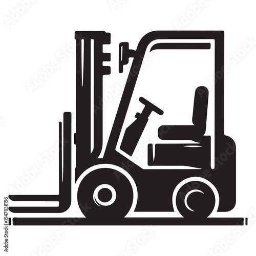 Black Forklift Truck Silhouette Vector Illustration for Warehouses and Logistics
