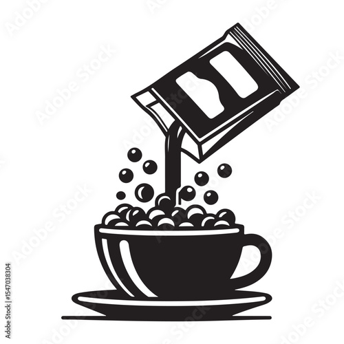 Instant Drink Powder Pouring in a Cup Illustration Silhouette Style
