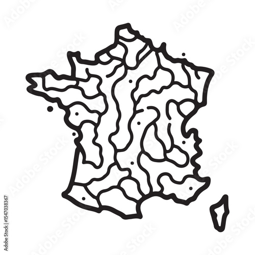 Detailed Vector Map of France Administrative Regions Illustration