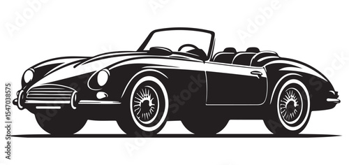 Classic Convertible Car Silhouette Vector Illustration for Automotive Enthusiasts