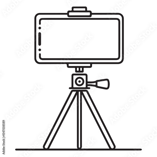 Smartphone on Tripod Vector Illustration for Content Creation and Vlogging