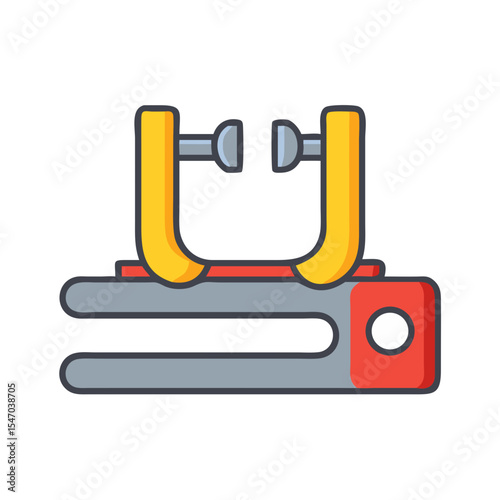 Stylized metal press machine on black background illustration
