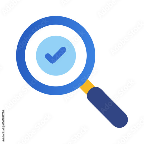 Magnifying glass with checkmark icon, vector design