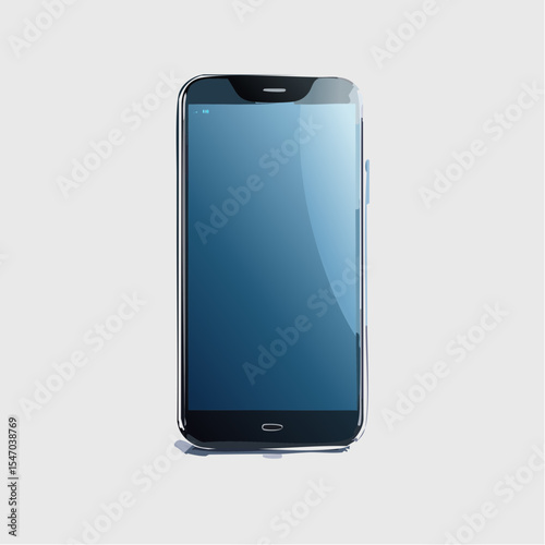 Realistic illustration of a modern smartphone with a blank blue screen display
