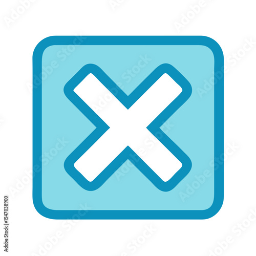 Light blue squared box with a black cross mark