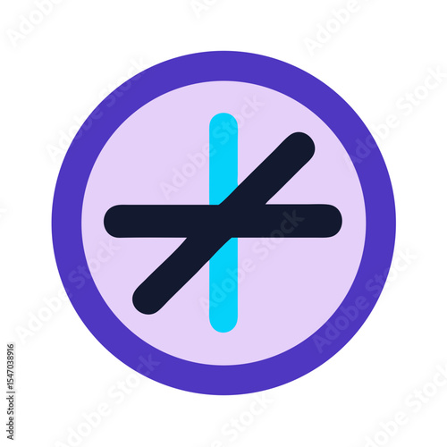 Simple plus sign icon with rounded edges in a circle