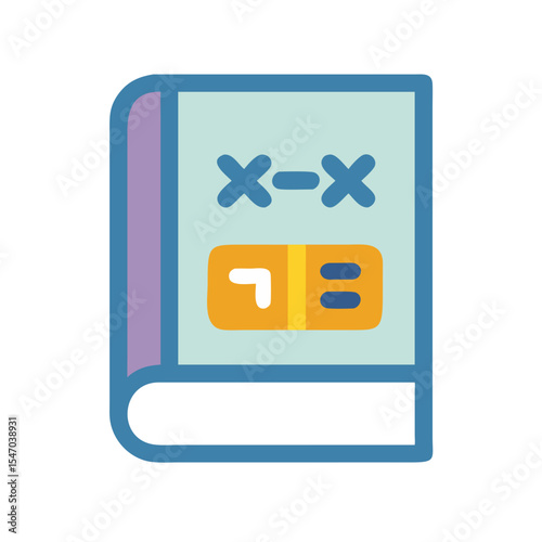 Stylized mathematics textbook with algebra symbols on the cover